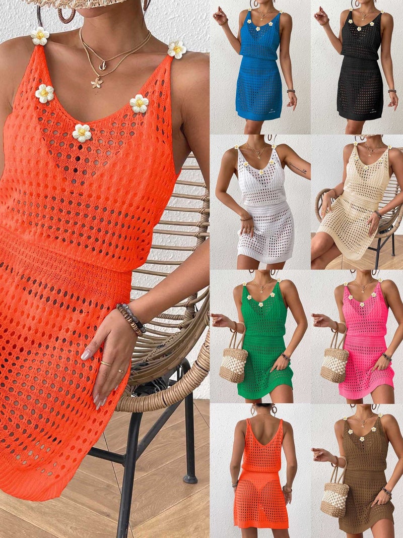 Dress Knitted Hollow Strap Beach Skirt Crochet Stitching Waist Strap Skirt - Image 2